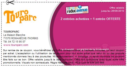 Code promo – coupon réduction Touroparc Aout 2010